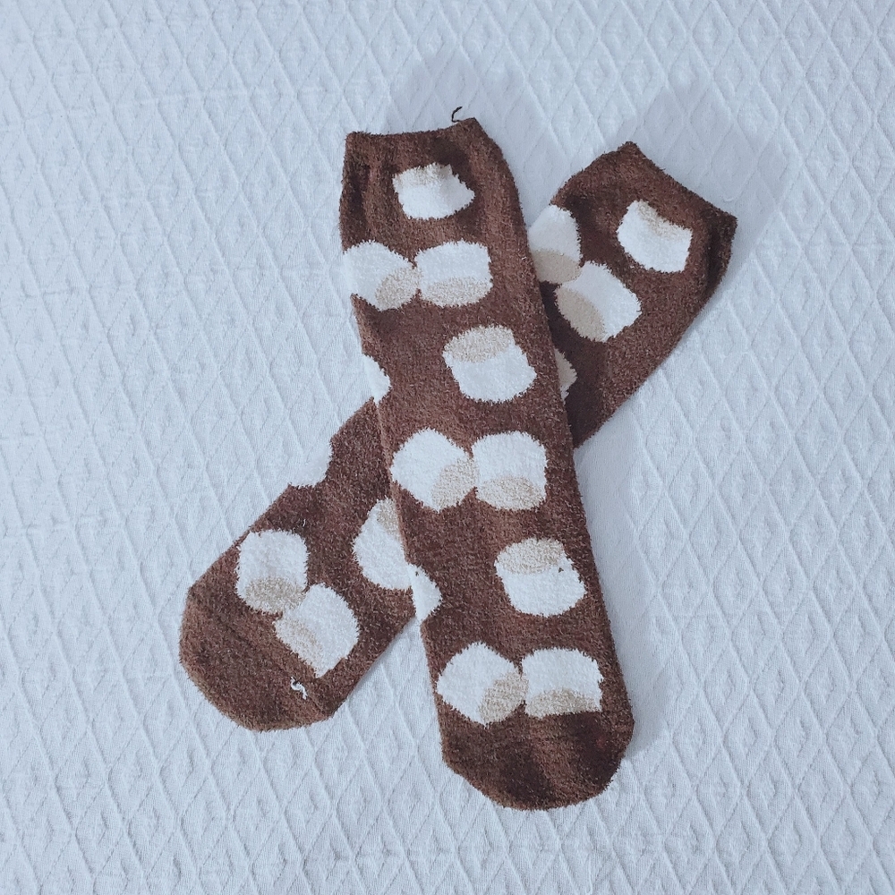 Brown and White Toasty Marshmallow Socks
